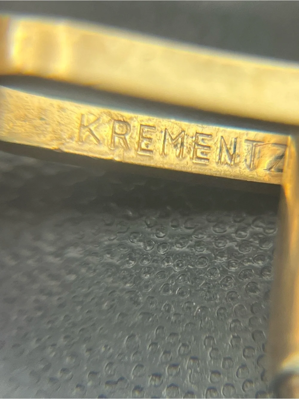 Krementz red lucite gold tone square textured vintage MCM cufflinks
